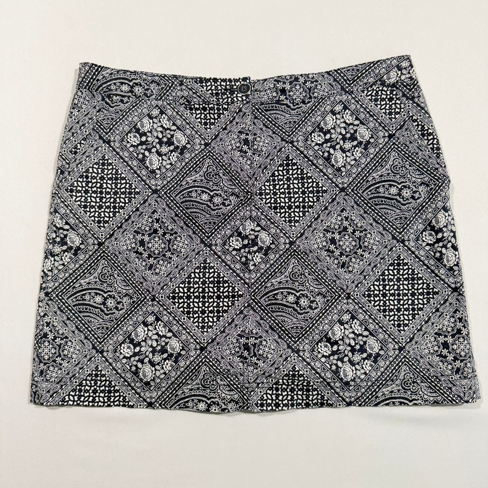 Karen Scott Skirt 14 Womens Black White Paisley Patchwork Cotton Y2K Whimsigoth